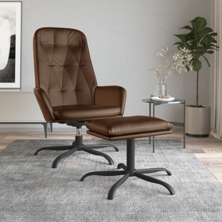 vidaXL Relaxsessel mit Hocker Glänzend Braun Kunstleder