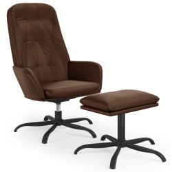 vidaXL Relaxsessel mit Hocker Glänzend Braun Kunstleder