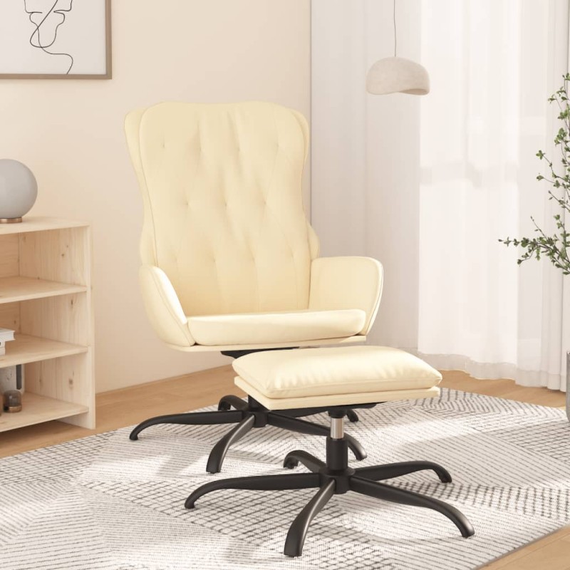 vidaXL Relaxsessel mit Hocker Creme Kunstleder vidaXL Relaxsessel mit Hocker Creme Kunstleder