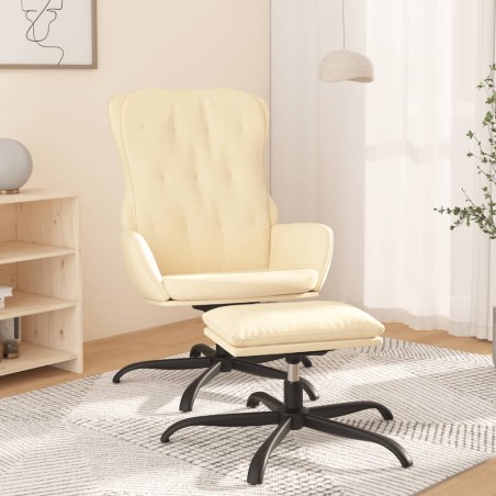 vidaXL Relaxsessel mit Hocker Creme Kunstleder