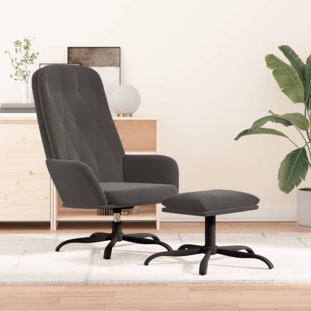 vidaXL Relaxsessel mit Hocker Dunkelgrau Samt