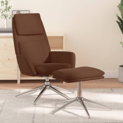 vidaXL Relaxsessel mit Hocker Braun Mikrofasergewebe