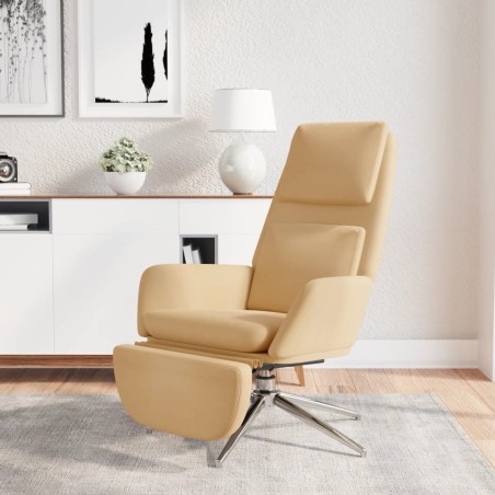 vidaXL Relaxsessel mit Fußstütze Creme Mikrofasergewebe