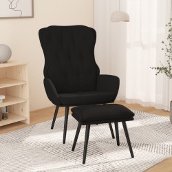 vidaXL Relaxsessel mit Hocker Schwarz Samt