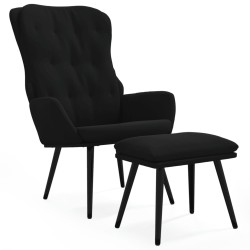 vidaXL Relaxsessel mit Hocker Schwarz Samt