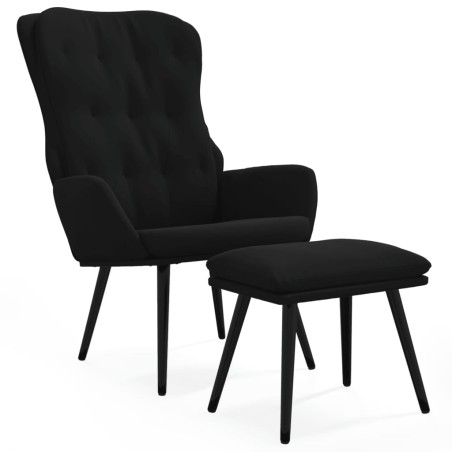 vidaXL Relaxsessel mit Hocker Schwarz Samt