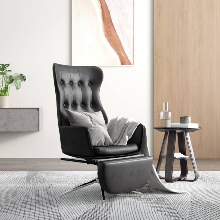 vidaXL Relaxsessel mit Fußstütze Glänzend Schwarz Kunstleder