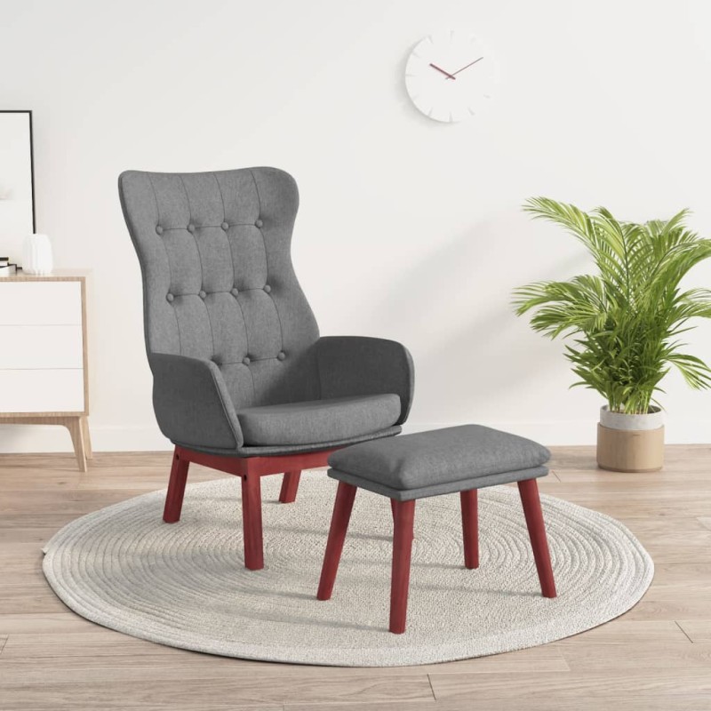vidaXL Relaxsessel mit Hocker Hellgrau Stoff vidaXL Relaxsessel mit Hocker Hellgrau Stoff
