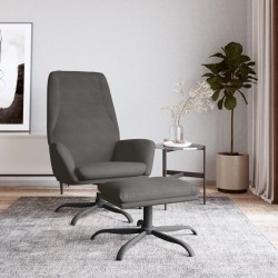 vidaXL Relaxsessel mit Hocker Dunkelgrau Samt