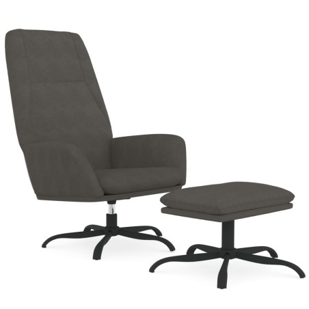vidaXL Relaxsessel mit Hocker Dunkelgrau Samt