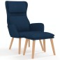 vidaXL Relaxsessel mit Hocker Blau Samt vidaXL Relaxsessel mit Hocker Blau Samt