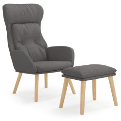 vidaXL Relaxsessel mit Hocker Dunkelgrau Stoff