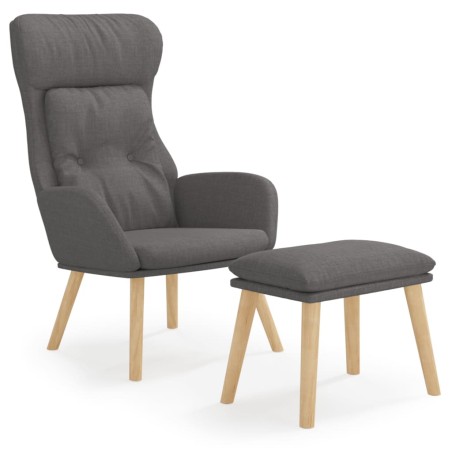 vidaXL Relaxsessel mit Hocker Dunkelgrau Stoff