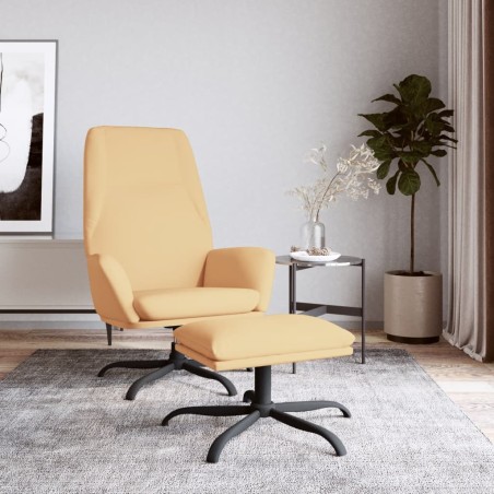 vidaXL Relaxsessel mit Hocker Creme Mikrofasergewebe