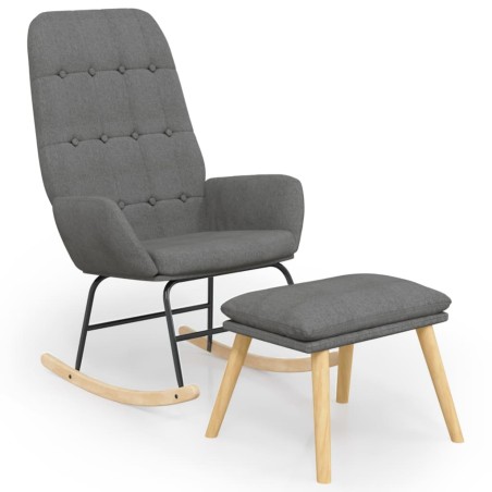 vidaXL Schaukelsessel mit Hocker Hellgrau Stoff
