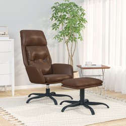 vidaXL Relaxsessel mit Hocker Glänzend Braun Kunstleder