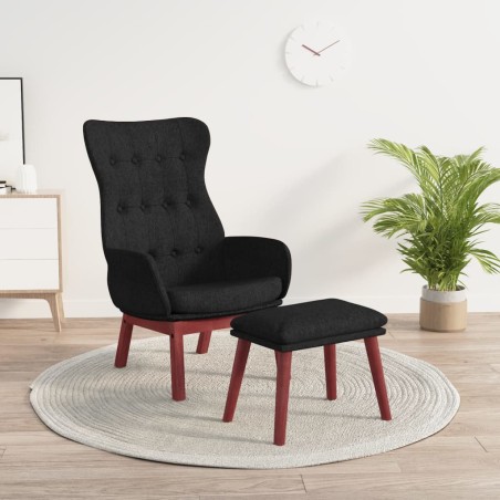 vidaXL Relaxsessel mit Hocker Schwarz Stoff