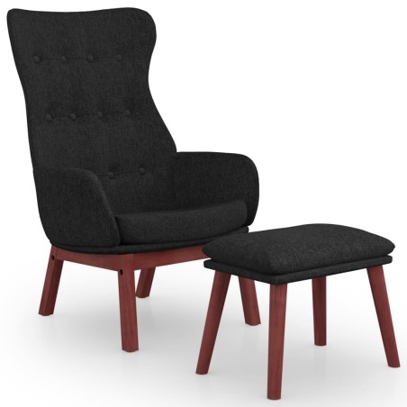 vidaXL Relaxsessel mit Hocker Schwarz Stoff