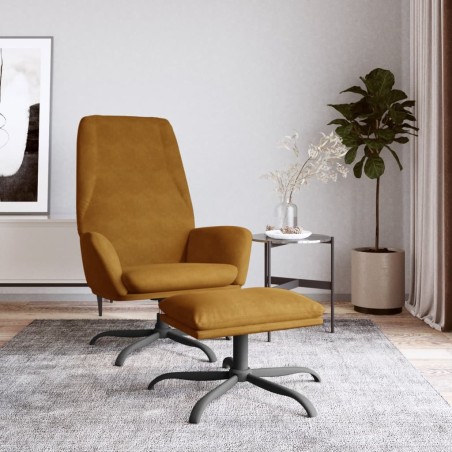 vidaXL Relaxsessel mit Hocker Braun Samt
