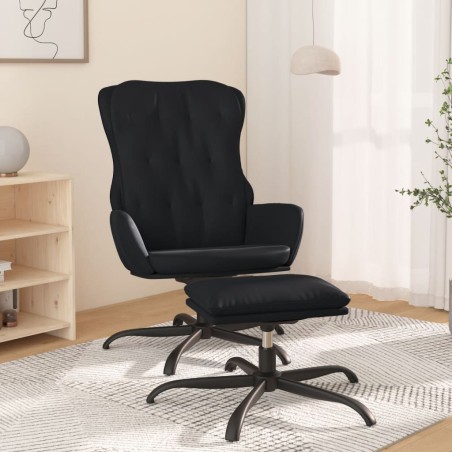 vidaXL Relaxsessel mit Hocker Schwarz Kunstleder