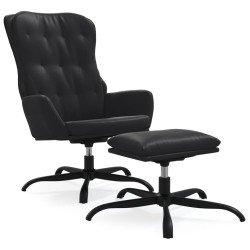 vidaXL Relaxsessel mit Hocker Schwarz Kunstleder