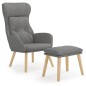 vidaXL Relaxsessel mit Hocker Hellgrau Stoff vidaXL Relaxsessel mit Hocker Hellgrau Stoff