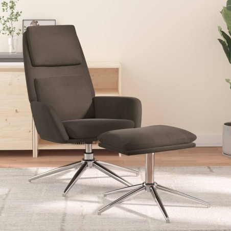 vidaXL Relaxsessel mit Hocker Dunkelgrau Mikrofasergewebe
