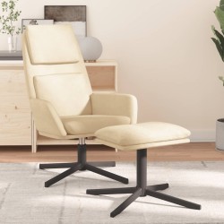 vidaXL Relaxsessel mit Hocker Cremeweiß Samt