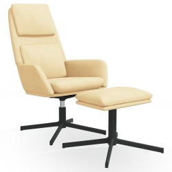 vidaXL Relaxsessel mit Hocker Cremeweiß Samt