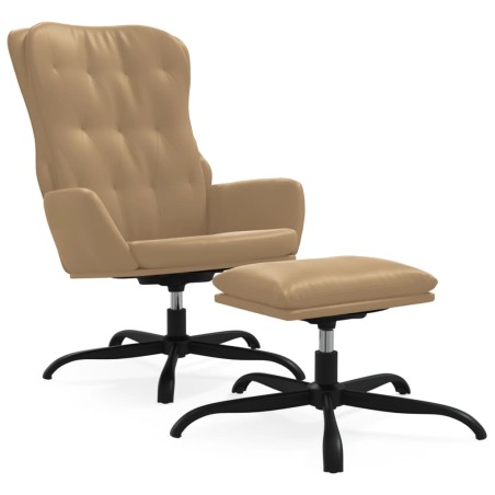vidaXL Relaxsessel mit Hocker Cappuccino-Braun Kunstleder