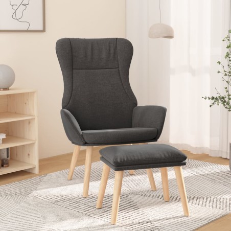 vidaXL Relaxsessel mit Hocker Dunkelgrau Stoff