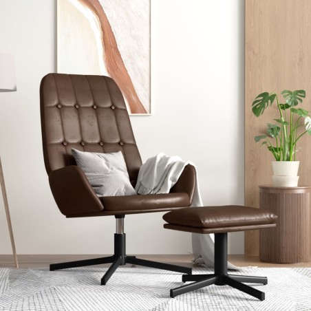 vidaXL Relaxsessel mit Hocker Glänzend Braun Kunstleder