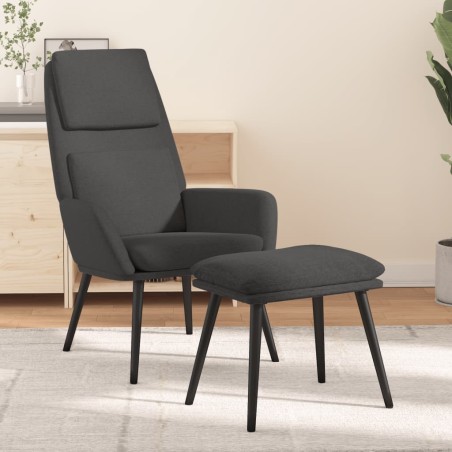 vidaXL Relaxsessel mit Hocker Dunkelgrau Stoff