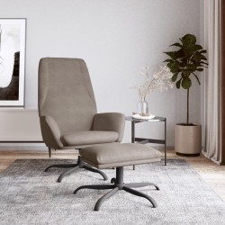 vidaXL Relaxsessel mit Hocker Hellgrau Samt