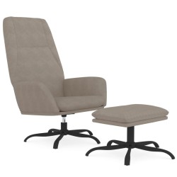 vidaXL Relaxsessel mit Hocker Hellgrau Samt