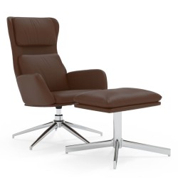 vidaXL Relaxsessel mit Hocker Glänzend Braun Kunstleder