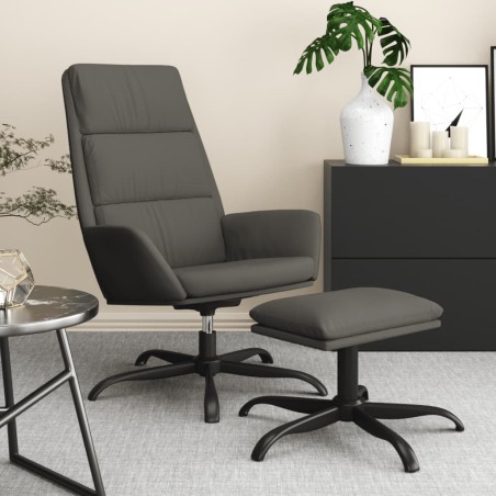 vidaXL Relaxsessel mit Hocker Dunkelgrau Samt