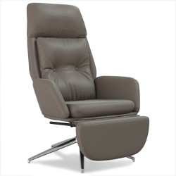 vidaXL Relaxsessel mit Fußstütze Grau Echtleder & Kunstleder