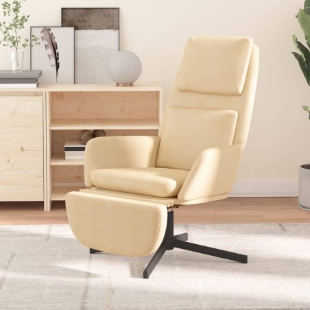 vidaXL Relaxsessel mit Fußstütze Cremeweiß Samt