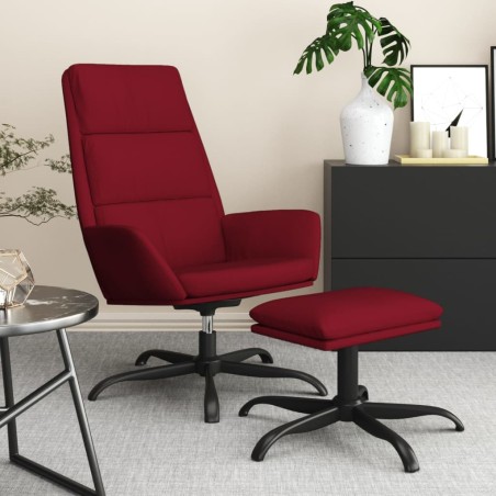 vidaXL Relaxsessel mit Hocker Weinrot Samt