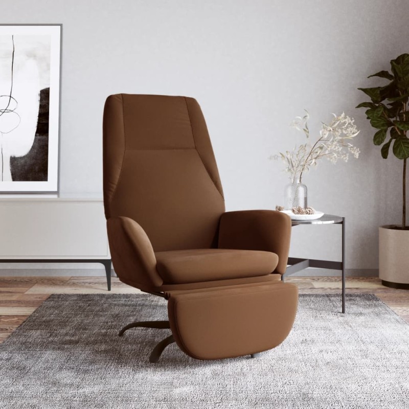 vidaXL Relaxsessel mit Fußstütze Braun Mikrofasergewebe vidaXL Relaxsessel mit Fußstütze Braun Mikrofasergewebe