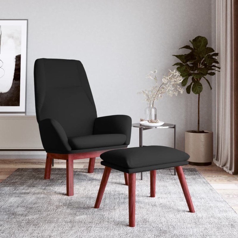 vidaXL Relaxsessel mit Hocker Schwarz Stoff vidaXL Relaxsessel mit Hocker Schwarz Stoff