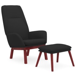 vidaXL Relaxsessel mit Hocker Schwarz Stoff