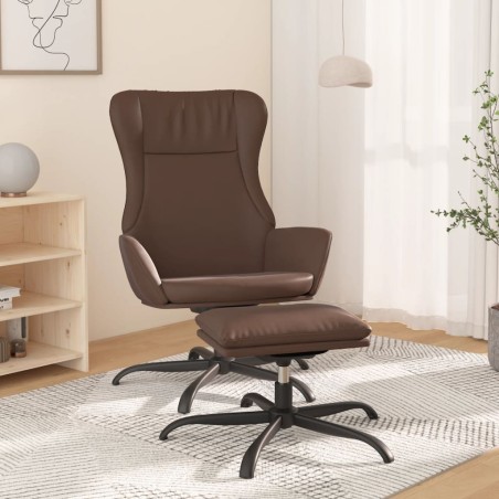 vidaXL Relaxsessel mit Hocker Glänzend Braun Kunstleder