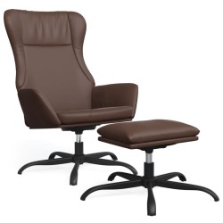 vidaXL Relaxsessel mit Hocker Glänzend Braun Kunstleder