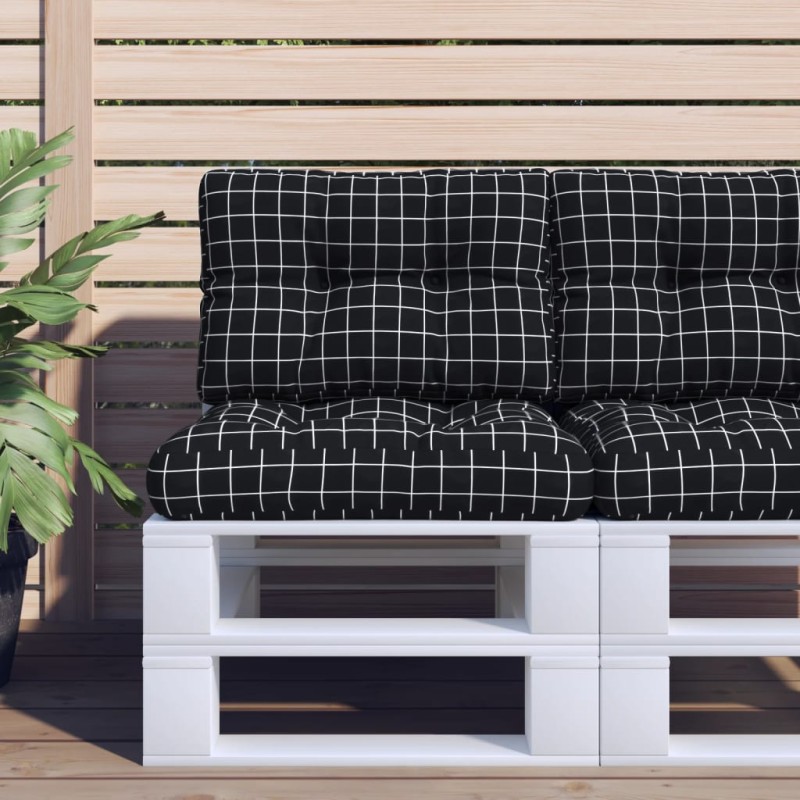 vidaXL Palettenkissen Schwarz Karomuster 60x40x12 cm Stoff vidaXL Palettenkissen Schwarz Karomuster 60x40x12 cm Stoff