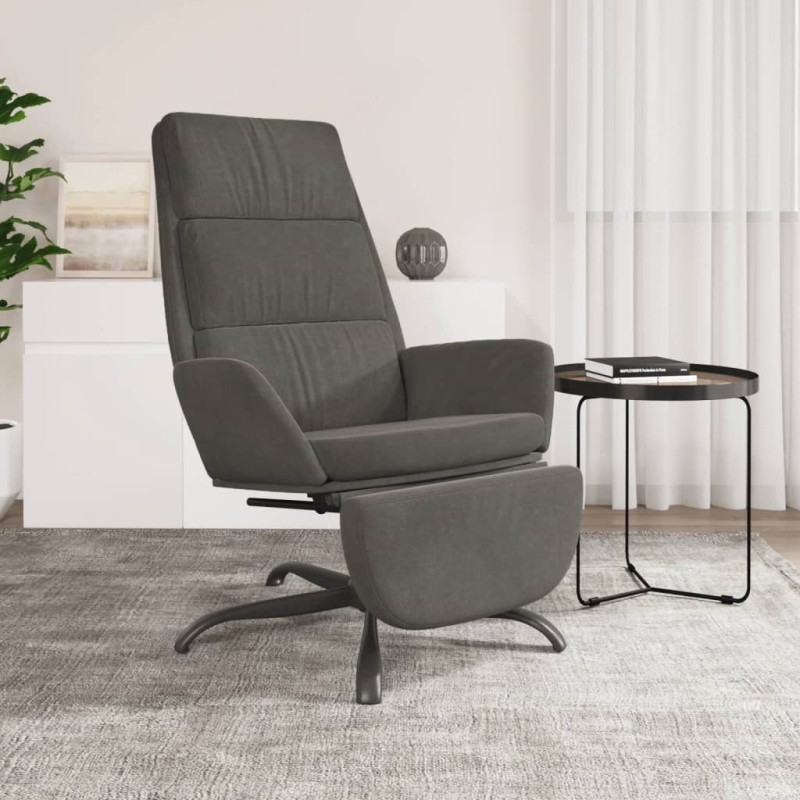 vidaXL Relaxsessel mit Fußstütze Dunkelgrau Samt vidaXL Relaxsessel mit Fußstütze Dunkelgrau Samt