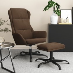 vidaXL Relaxsessel mit Hocker Braun Mikrofasergewebe