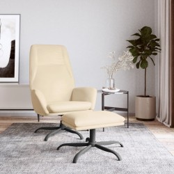 vidaXL Relaxsessel mit Hocker Cremeweiß Samt