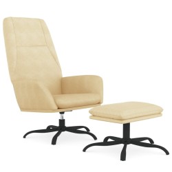 vidaXL Relaxsessel mit Hocker Cremeweiß Samt